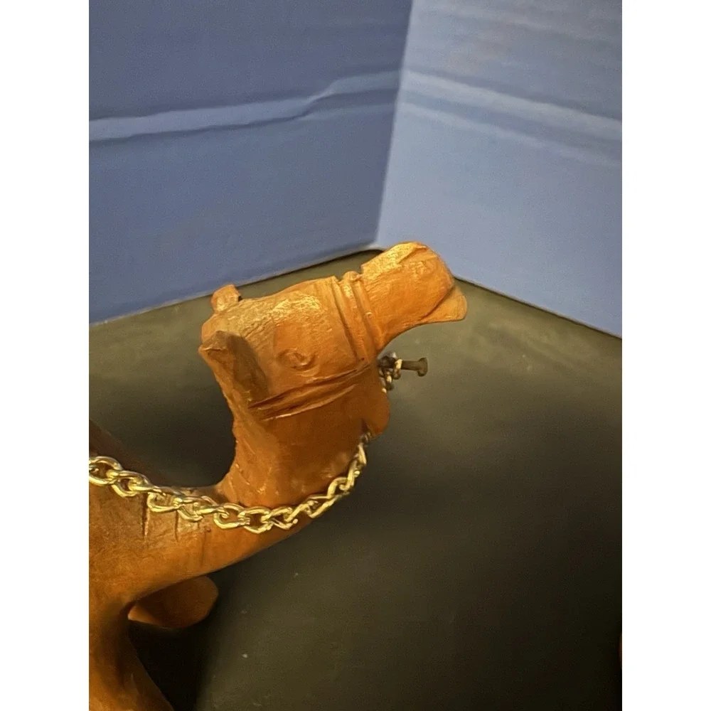 Vintage Fur Camel Figurine with Blanket & Brass Chain – Handcrafted Animal Decor